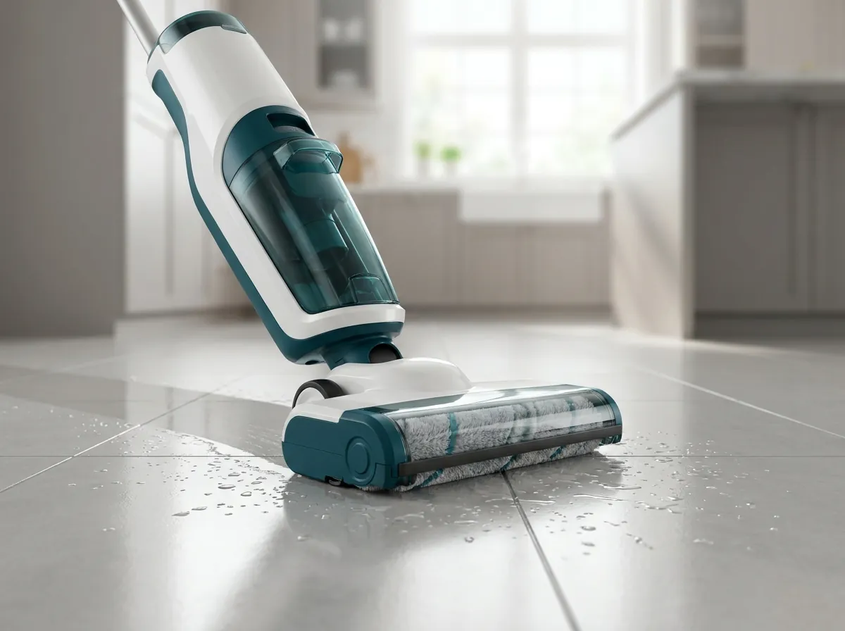 Aspirateur laveur sur du carrelage